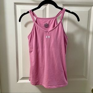Under Armour Pink Tank Top with Built-In Shelf Bra (Small)